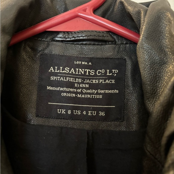 All Saints Spitalfields  Black Leather jacket authentic - Picture 2 of 4